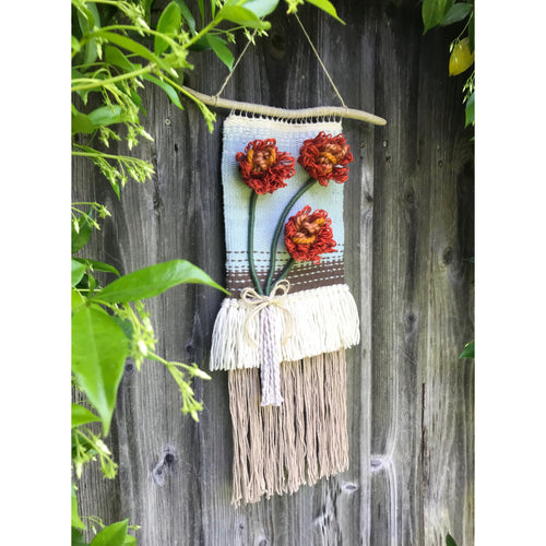 SOLD. California poppy handwoven wall hanging🧡